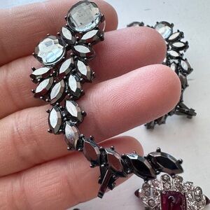 Vtg Unique Oversized Huggies Black Two Way Earrings Clip-on pierced